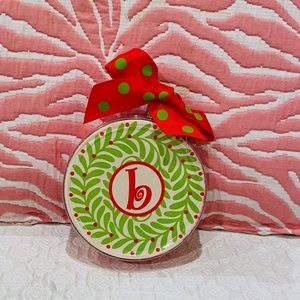 D18-"b” Monogram Heavy Paper Holiday Christmas Coasters